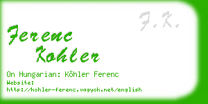 ferenc kohler business card